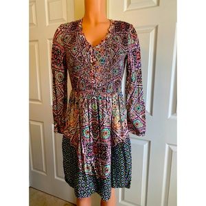 Maeve Anthropologie print long sleeved dress size small